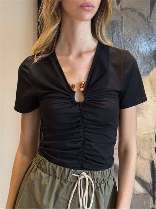 T-shirt con appliczione scollo DIECI MINUTI | 117422